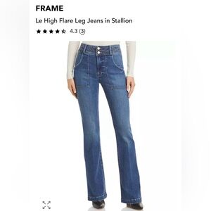FRAME Le High Flare Patch Pocket Trupunto Stich in Stallion Women's Jeans.